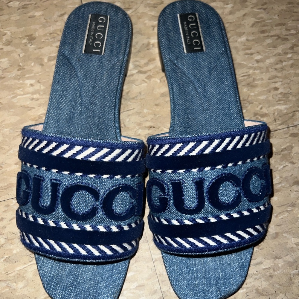 Gucci denim sandals-  one time wear
